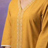 Yellow Embroidered Straight Kurta Set