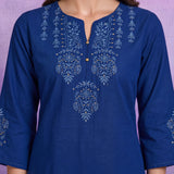 Royal Blue Floral Embroidered Co-ord Set