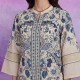 Blue Floral Placement Print Linen Co-ord Set