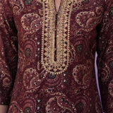 Purple Embroidered Straight Kurta Set