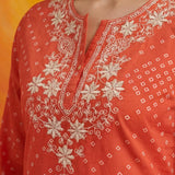 Khas Orange Bandhni Printed Straight Kurta