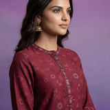 Maroon Embroidered Panelled Co-ord Set