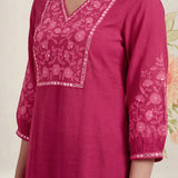 Uma Fuchsia Embroidered Kurta Set