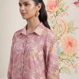Aro Peach Floral Printed Shirt