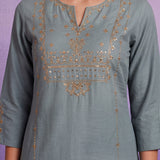 Spa Embroidered Suit Set with Dupatta