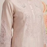 Suroor Light Beige Embroidered Chanderi Kurta Set
