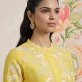 Intira Yellow Embroidered A-line Kurta