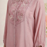 Kissa Pink Embroidered Shirt