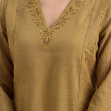 Shayeri Olive Embroidered A-line Kurta Set