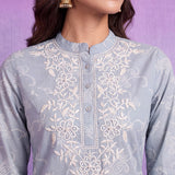 Spa Ethnic Motifs Embroidered Regular Thread Work Pure Cotton Kurta with Trousers