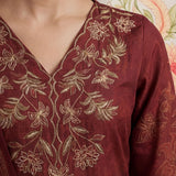 Kasni Maroon Printed Suit Set with Dupatta