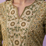 Green All-Over Placement Printed Straight Suit Set