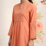 Malang Light Orange Embroidered A-line Kurta Set