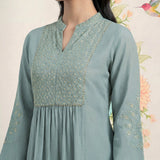 Malang Green Embroidered A-line Kurta Set