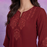 Red Floral Embroidered Co-ord Set
