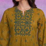 Mustard Dori Embroidery Kurti with Palazzo