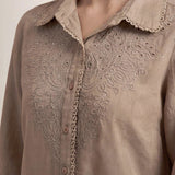 Zoa Beige Monochrome Embroidered Co-ord Set