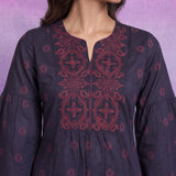 Purple Dori Embroidery Kurti with Palazzo