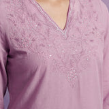 Pink Embroidered Straight Kurta Set