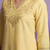 Light Yellow Embroidered Straight Kurta Set