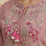 Peach Phool Collection Kurti With Multi-Colour Embroidery