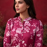 Fuchsia All Over Printed Satin Shirt
