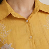 Maitri Mustard Embroidered A-line Tunic