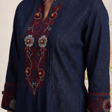 Dinah Denim Blue Embroidered Denim Designer Kurta for Women