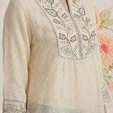 Grace Ivory Embroidered Cotton Gauze Kurta for Women