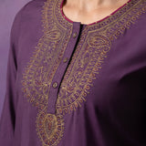 Purple Embroidered Suit Set and Dupatta