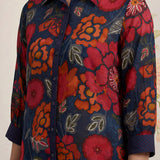 Survani Navy Floral Printed Cotton Shirt