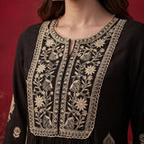 Zari Black Mirror Work Cotton Kurta Set