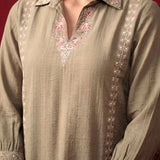 Green Embroidered Cotton Blend Regular Co-ord Set