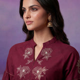 Maroon Embroidered Co-ord Set