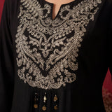 Black Embroidered Cotton Blend Kurta Set