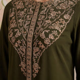 Olive Kurta Set With Intricate Embroidery