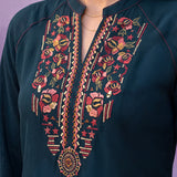 Teal Embroidered Co-ord Set with Raglan Sleeves