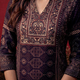 Elena Deep Purple Printed Shantoon Designer Kurti for Women