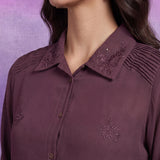 Lavender Embroidered Straight Co-ord Set