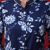 Navy All Over Printed Satin Shirt