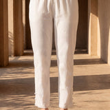 Ivory Poplin Lycra Tapered Essentials Pant