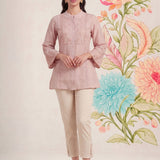 Tiri Baby Pink Monochrome Embroidered Shirt