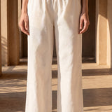 Ivory Linen Blend Daily Wear Palazzos