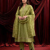 Spring Green Embroidered Chanderi Suit Set