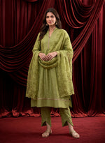 Spring Green Embroidered Chanderi Suit Set