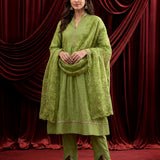Spring Green Embroidered Chanderi Suit Set