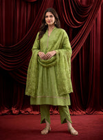 Spring Green Embroidered Chanderi Suit Set