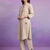 Ivory Applique-work Kurta Set