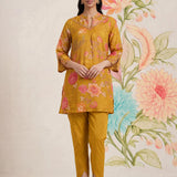 Chandrika Mustard Floral Printed Cotton Co-ord Set