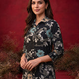 Black All Over Printed Crepe Shirt